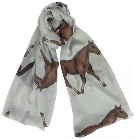 Chiffon Horse Scarf - Light Grey