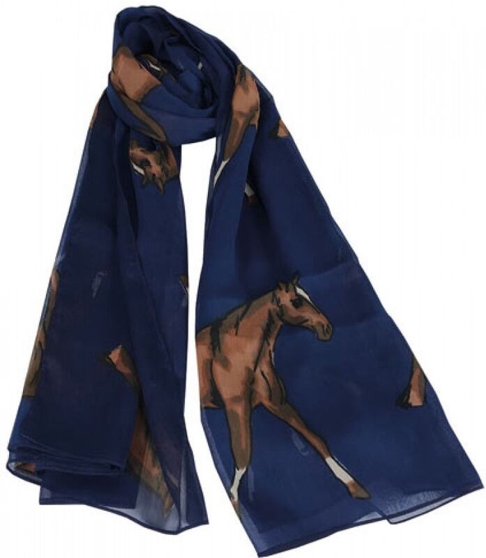 Chiffon Horse Scarf - Navy