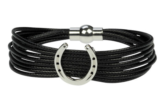 Cord Bracelet - Black Horseshoe