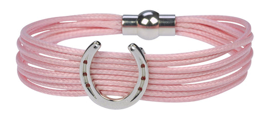 Cord Bracelet - Pink Horseshoe