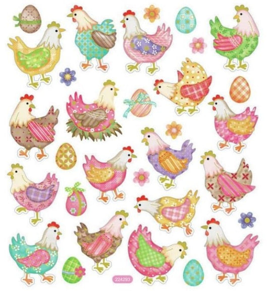 Chickens in Plaid Stickers