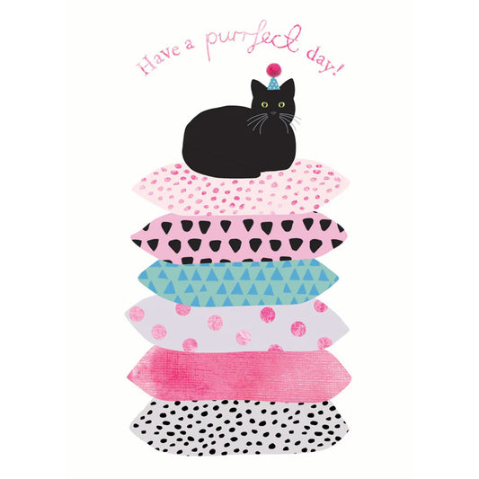 Pom Poms Greeting Card - Party Kitten