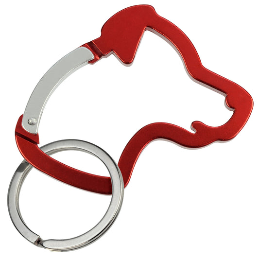 Dog Head Carabiner Keychain - Red