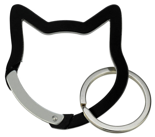Cat Head Carabiner Keychain - Black