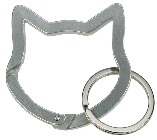 Cat Head Carabiner Keychain -Silver