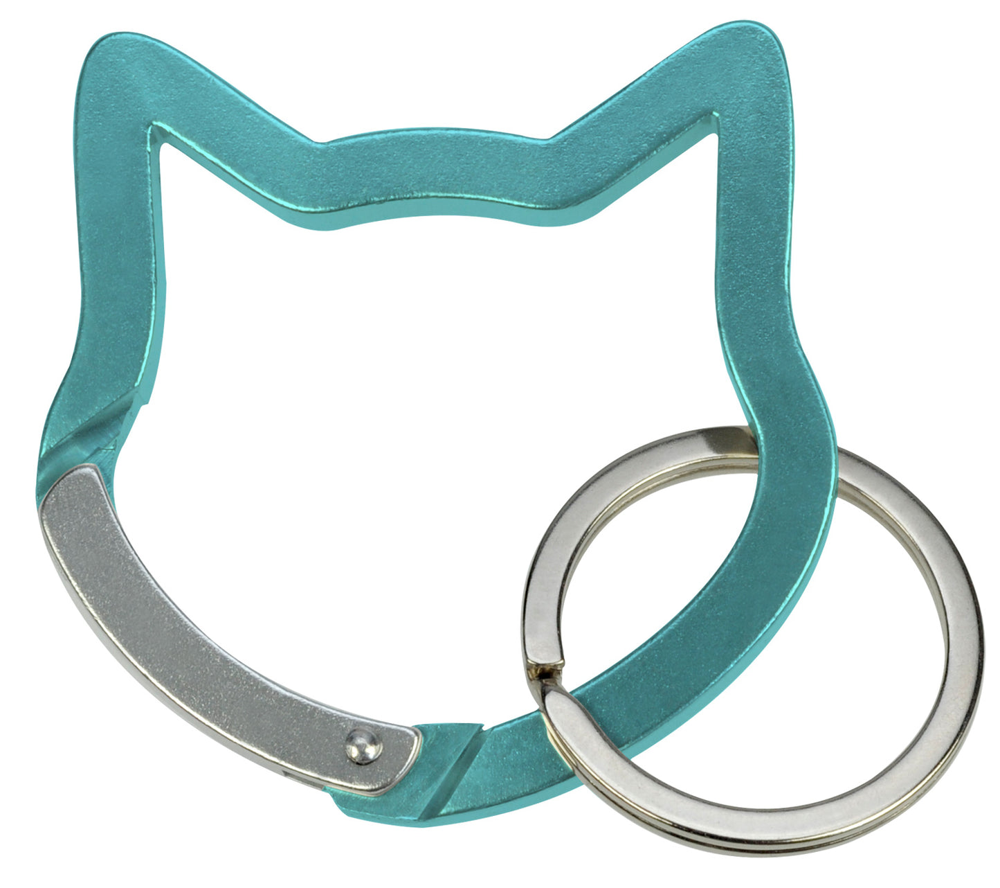 Cat Head Carabiner Keychain - Turquoise