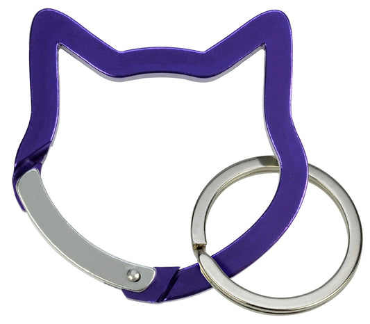 Cat Head Carabiner Keychain - Purple