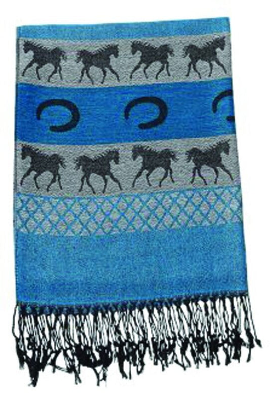 Equestrian Pashmina - Blue/Black