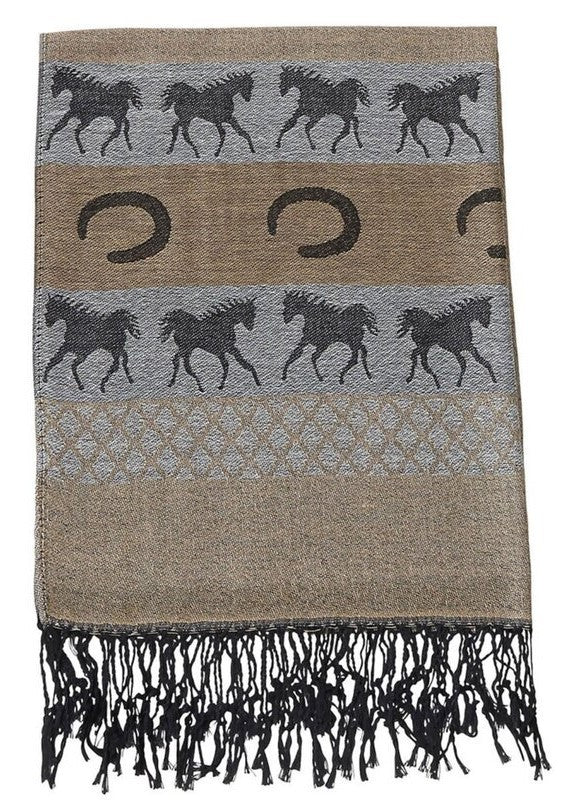 Equestrian Pashmina - Brown/Black