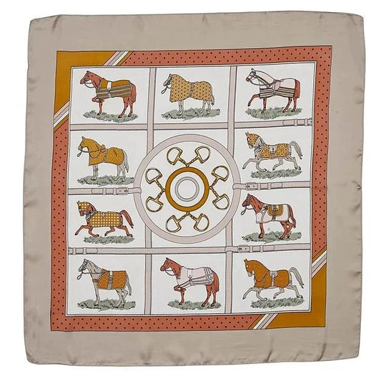 Satin Scarf Horses in Blankets 28"x28" Orange