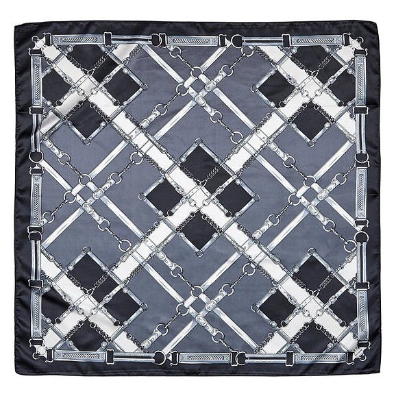 Silky Scarf Snaffle Bit Plaid 36"x36" Black