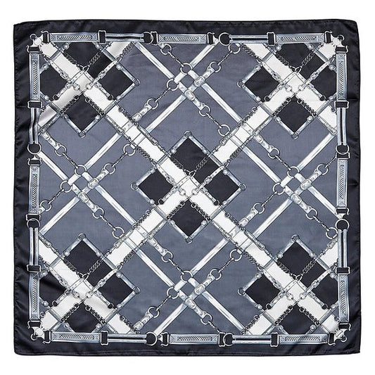 Silky Scarf Snaffle Bit Plaid 36"x36" Black