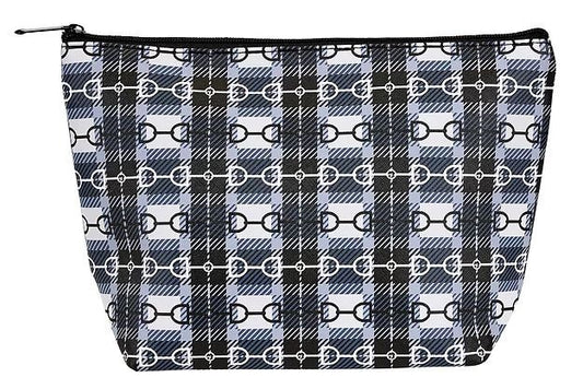 Snaffle Bit Plaid Cosmetic Pouch Black Large