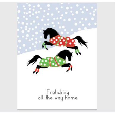 HHP Boxed XMAS Cards - Frolicking Blanketed Horses