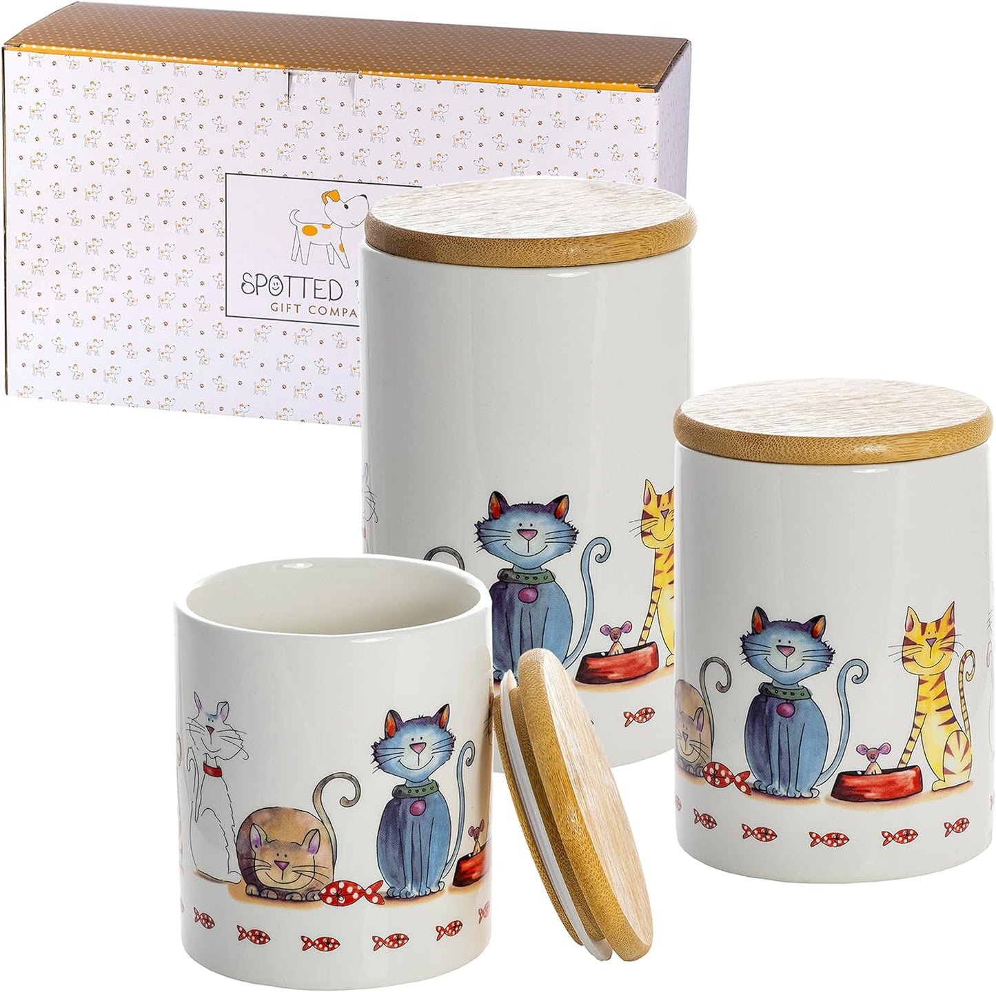 Spotted Dog Cannister Set - Cute Cats Set of 3