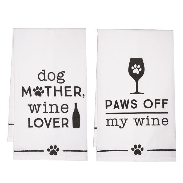 Dog Wine Tea Towel - Set of 2