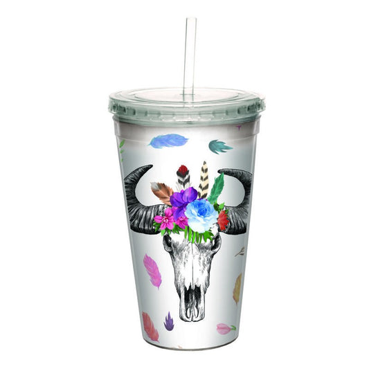 TF Cool Cup - Boho Cow Skull
