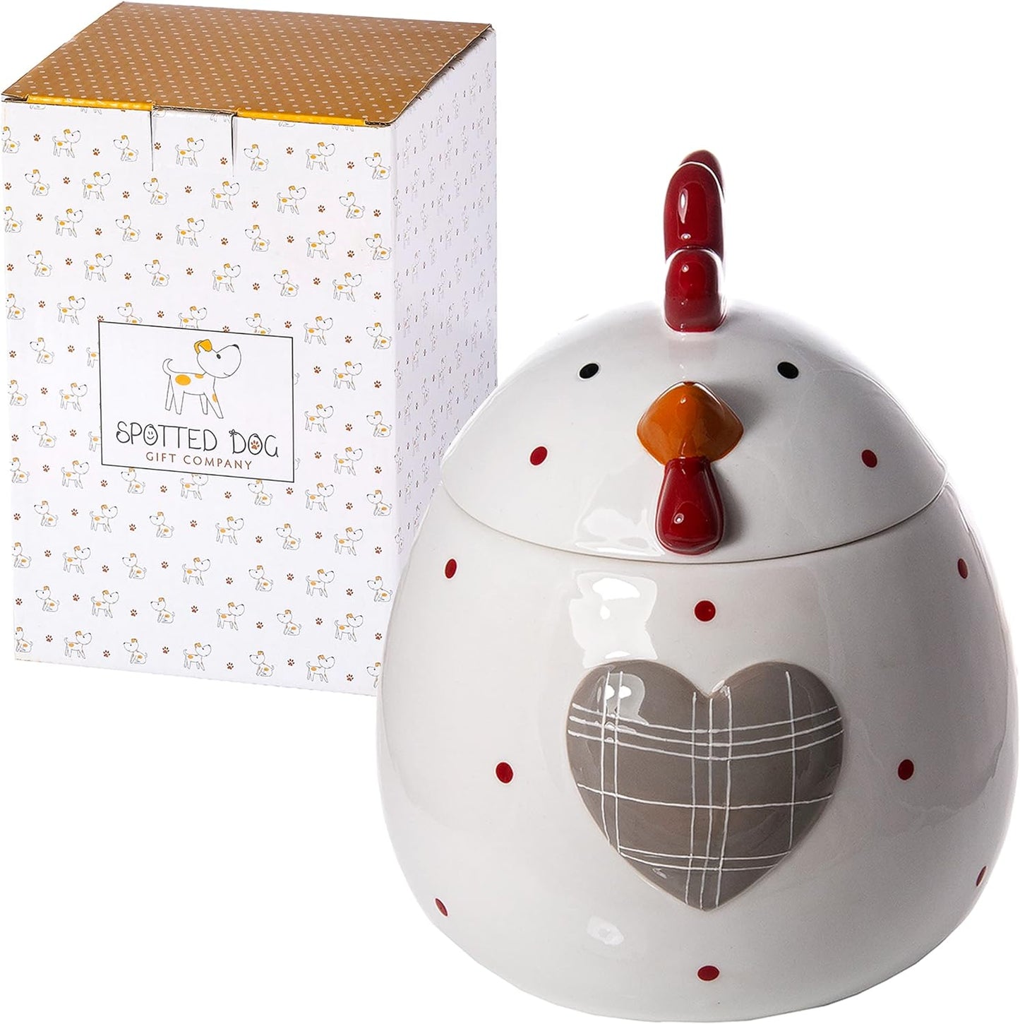 Spotted Dog Ceramic Cookie Jar - Chicken White