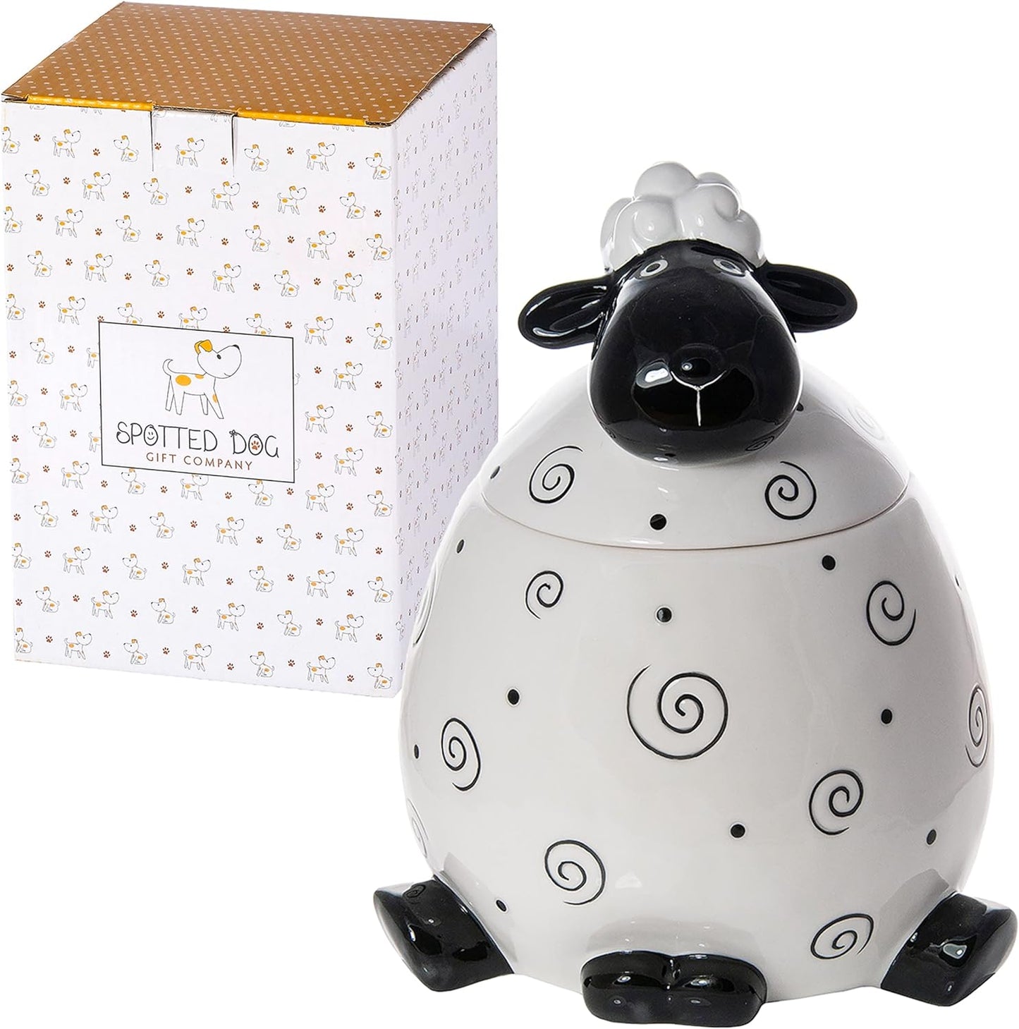 Spotted Dog Ceramic Cookie Jar - Sheep White