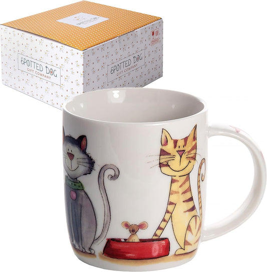 Spotted Dog 13oz Mug - Cat w/Dish
