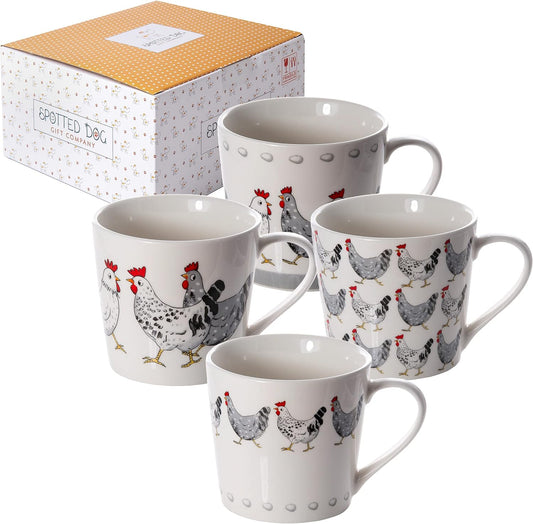 Spotted Dog Chicken Mug - Set of 4