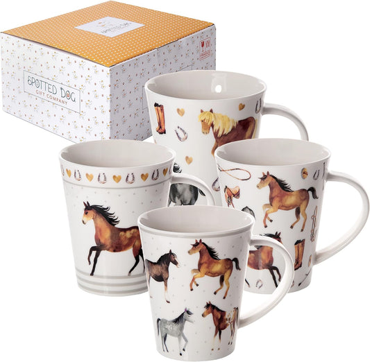 Spotted Dog Horse Mug - Set of 4