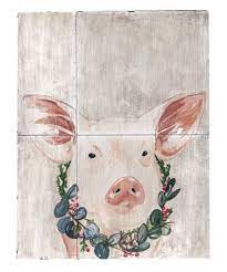 Antigue Tile Pig Wall Decor