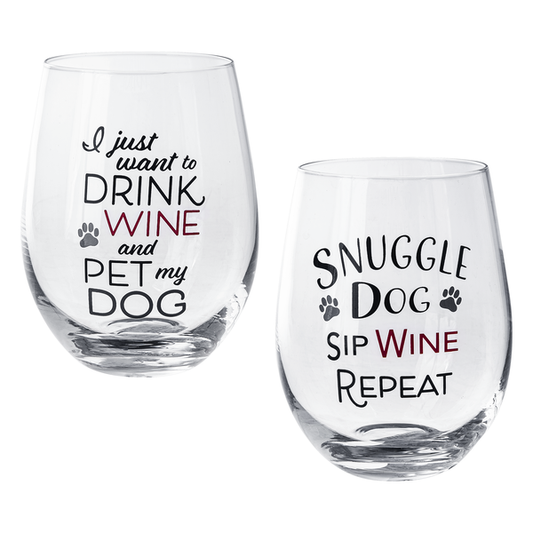Stemless Glasses Dog - Set of 2