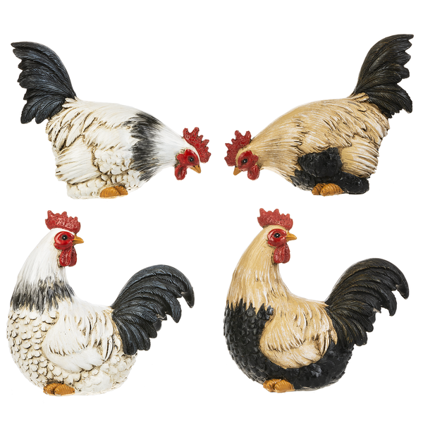 Resin Rooster Figurines - set of 4