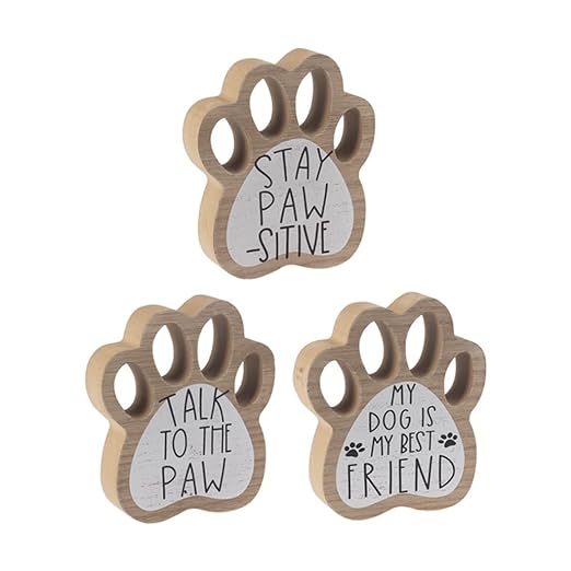 Wooden Paw Print Signs - Set of 3