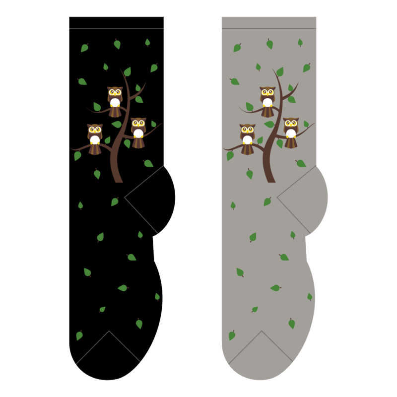 Foozys Crew Socks - Owl Family Tree