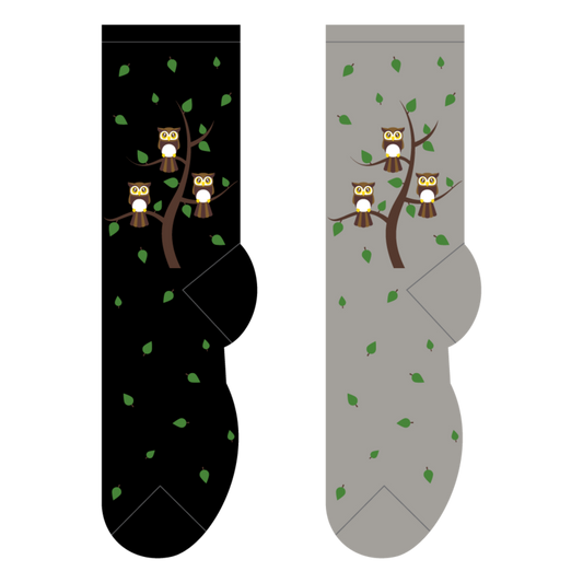 Foozys Crew Socks - Owl Family Tree