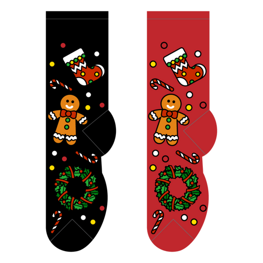 Foozys Crew Socks - Gingerbread & Wreath