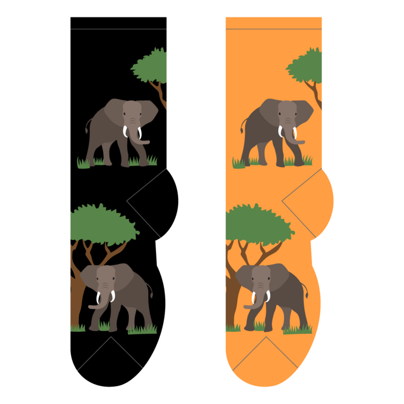 Foozys Crew Socks - African Elephants