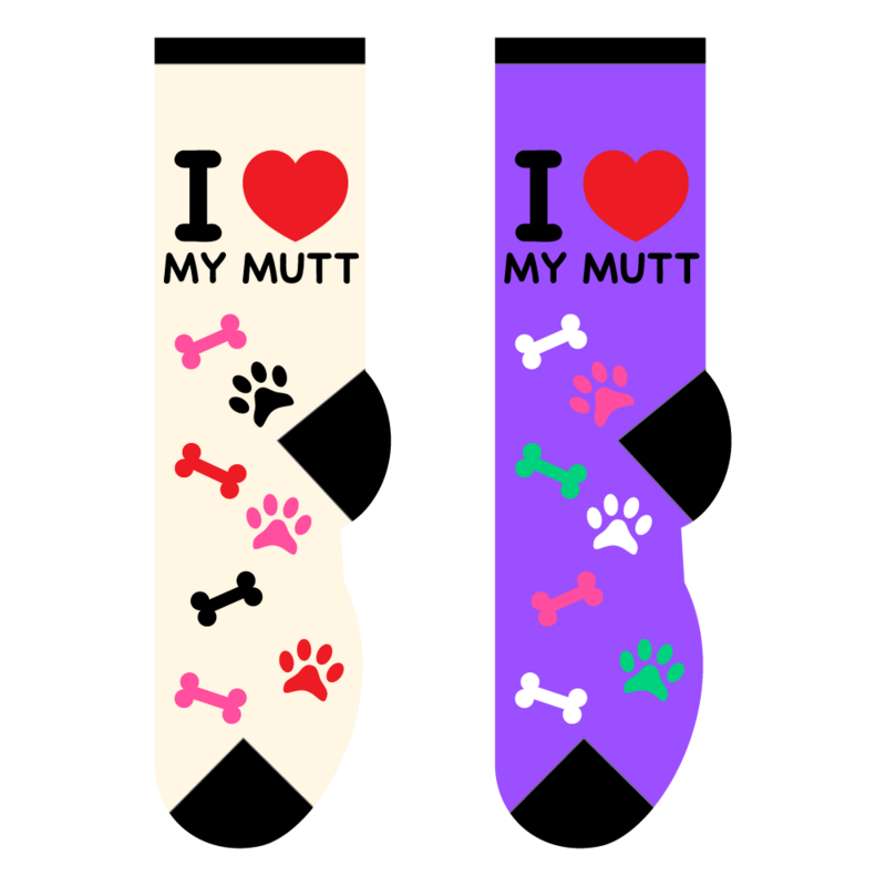 Foozys Crew Socks - I Love My Mutt