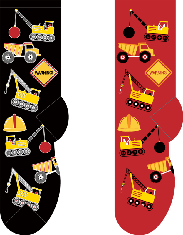 Foozys Men's Socks - Construction Vehicles