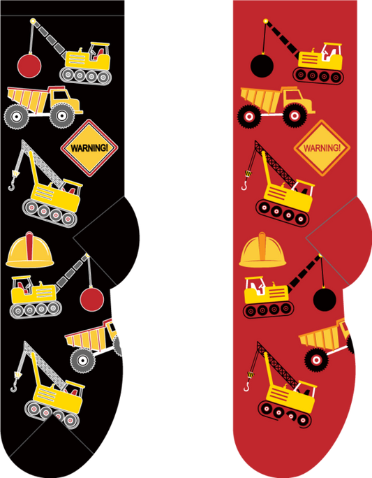 Foozys Men's Socks - Construction Vehicles