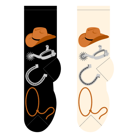 Foozys Men's Socks - Cowboy Hats, Boots, Spurs & Lasso