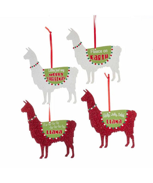 Llama Sayings Ornaments - Set of 4