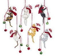 Dangling Cat Ornaments 5.5" - Set of 6