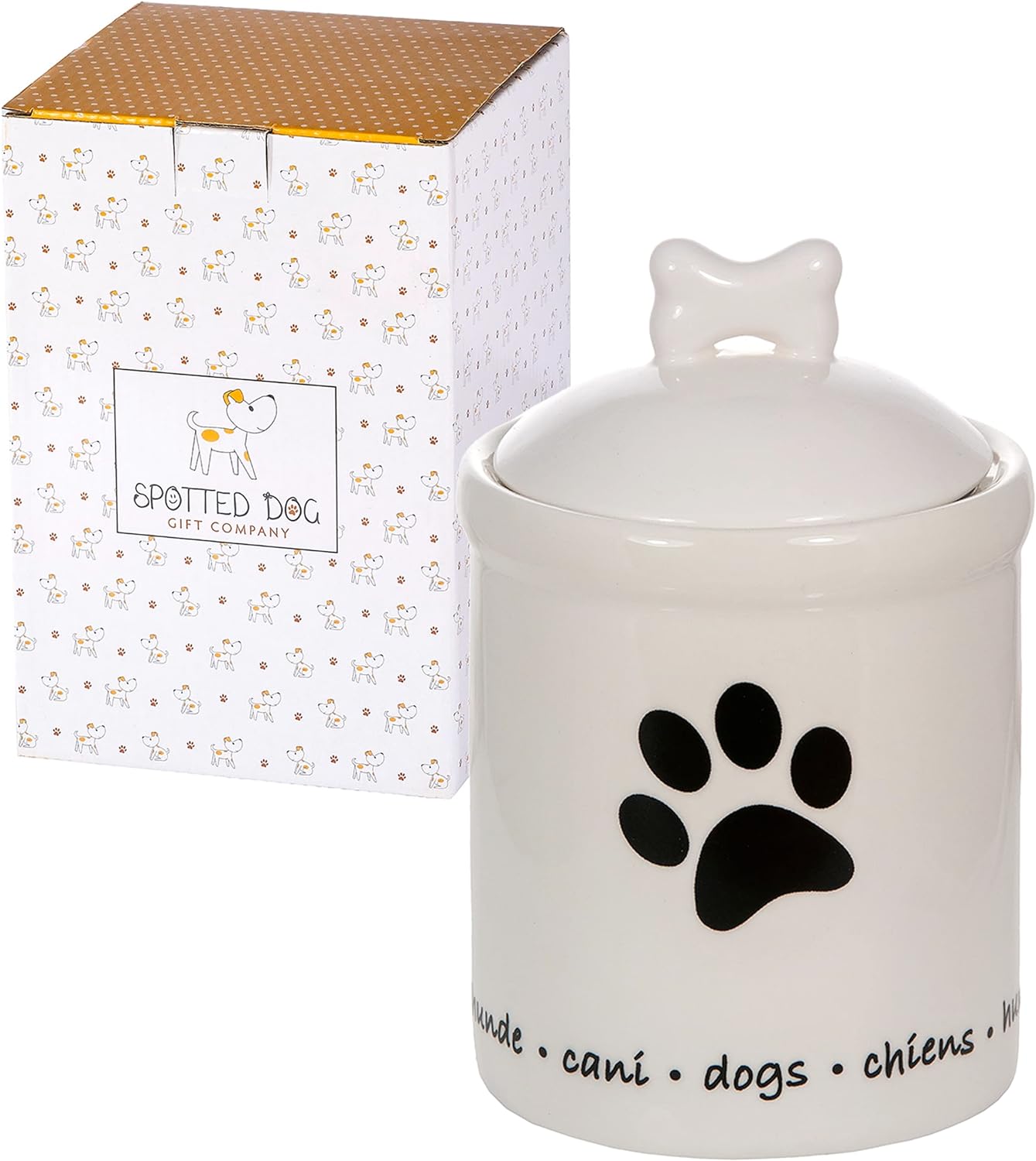 Spotted Dog Ceramic Jar - Dog Paw