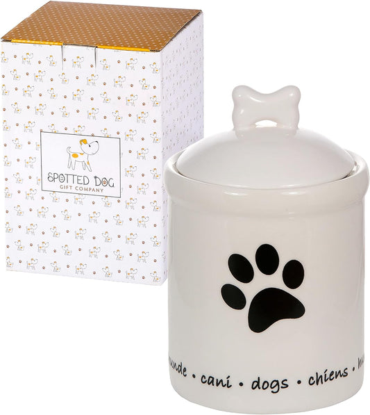 Spotted Dog Ceramic Jar - Dog Paw