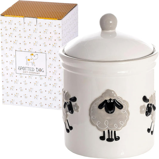 Spotted Dog Large Ceramic Jar - Sheep White