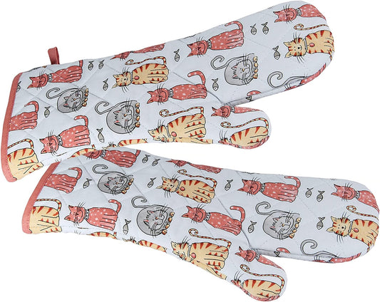 Spotted Dog Oven Mitt - Cute Cats Set of 2