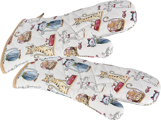 Spotted Dog Oven Mitts - Cute Cats Set of 2