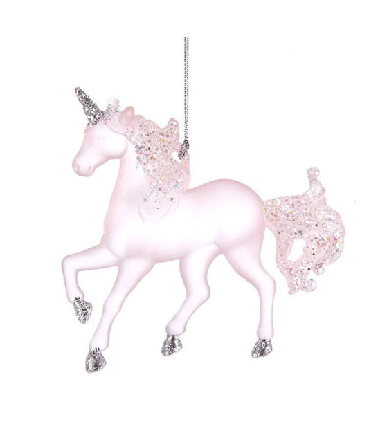 Pink Glitter Unicorn Ornament 4.25