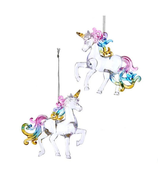 KA Clear Pastel Unicorn Ornaments - Set of 2