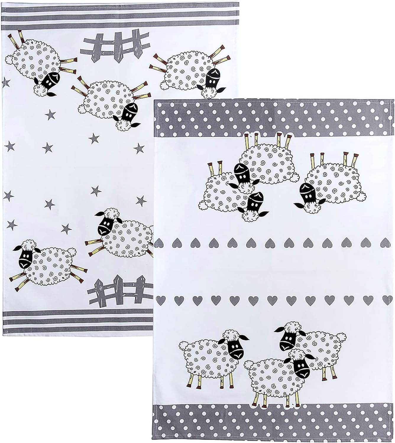 Spotted Dog Tea Towel - Sheep Set of 2