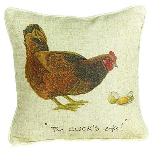 Linen Cushion - "For Cluck's Sake!"