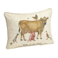 Linen Cushion - "Down On the Farm"